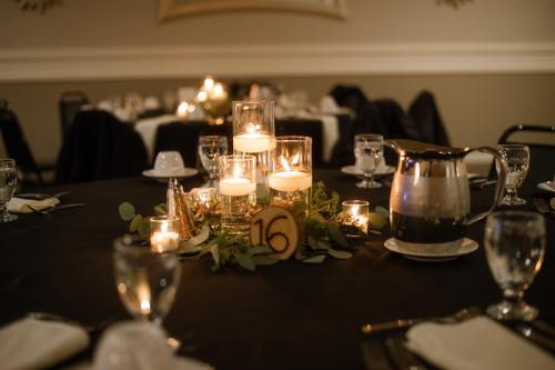 Wedding table with candles and decorations